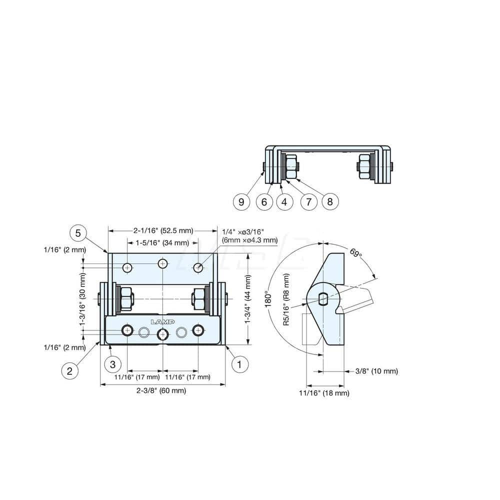 Heat Resistant Torque Hinge: Stainless Steel, Satin Chrome Finish