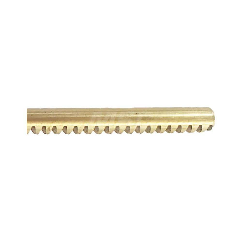 1/4″ Diam 1' Long Brass Gear Rack 20 Pitch, 14.5° Pressure Angle, Round