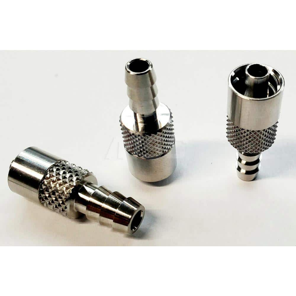 Medical Tubing Connectors & Fittings; Connector Type: Male Luer Lock to Barb; Material: 316 Stainless Steel; Inlet A Inside Diameter (Inch): 0.2; Inlet B Inside Diameter (Inch): 0.21; Application: For Many Laboratories; Color: Silver