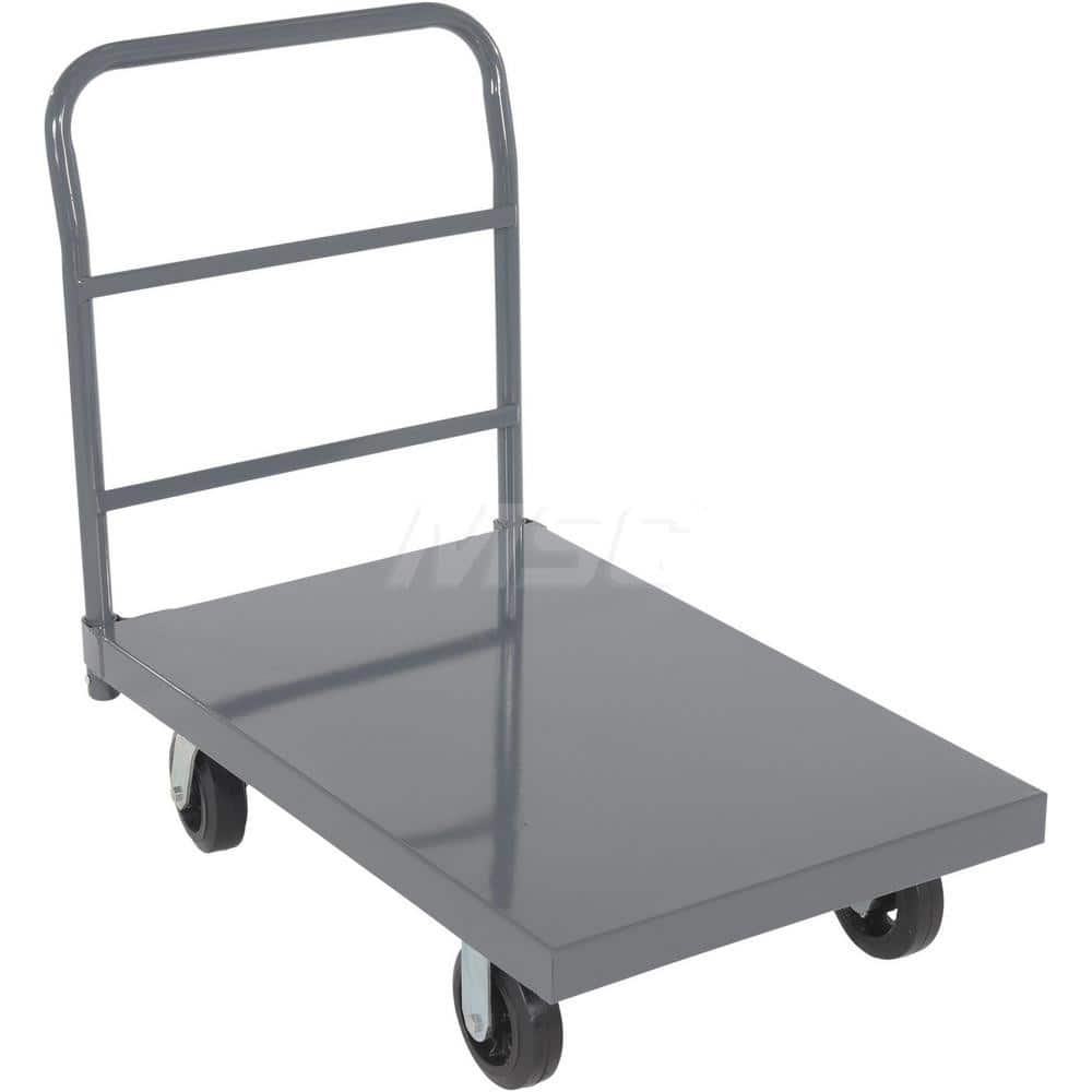 Platform Truck: 2,000 lb Capacity, Steel Platform, 36″ Platform Length, 10-7/16″ Platform Height 6 x 2″ Rigid & Swivel Mold-On Rubber Casters