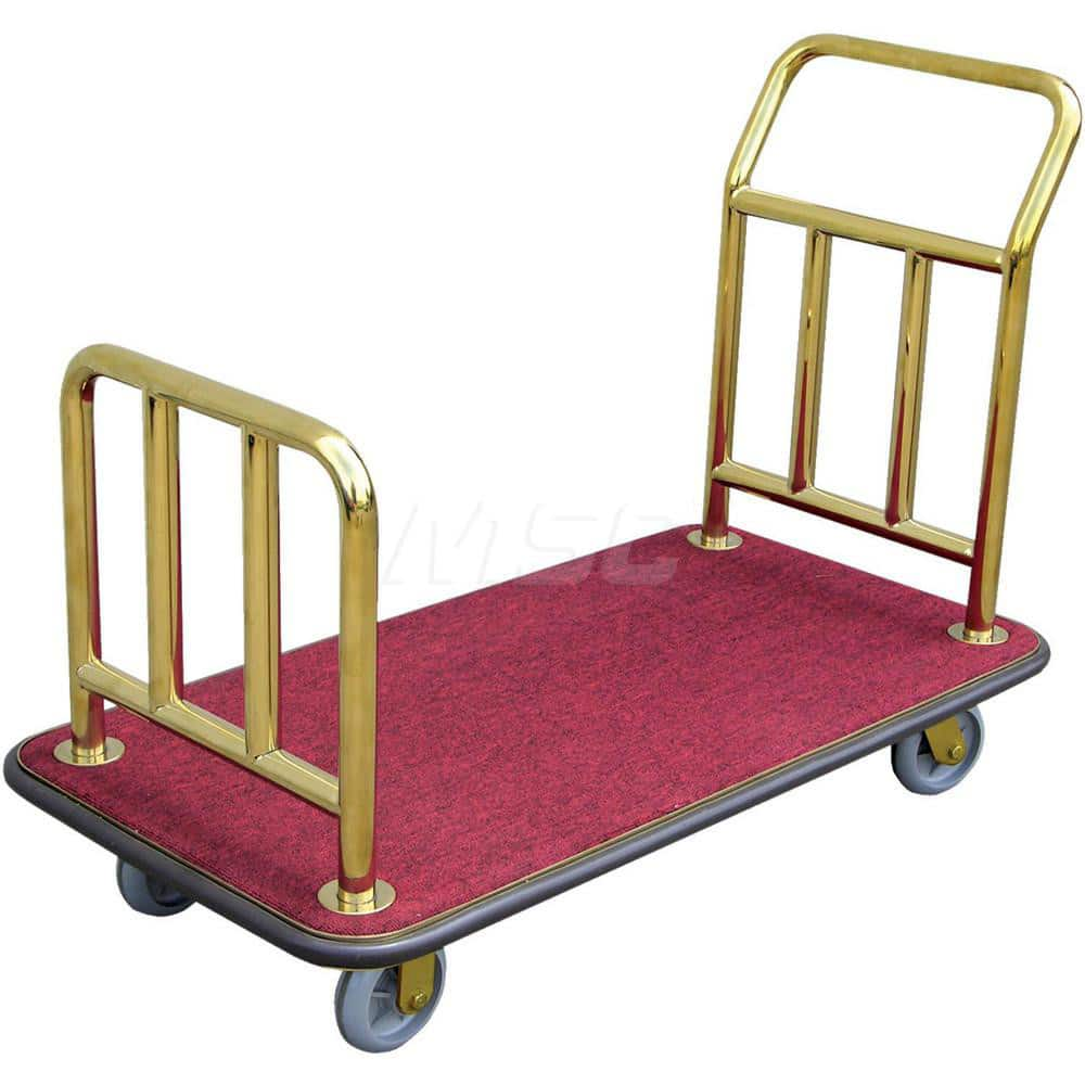 Platform Cart Truck: 600 lb Capacity, Carpeted Wood Wood & Metal Platform, 49″ Platform Length, 8-1/2″ Platform Height 6 x 2″ Rigid & Swivel Poly-on-Poly Casters