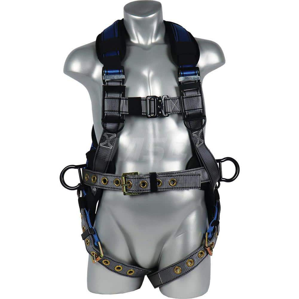 Fall Protection Harnesses: 310 Lb, Padded Back and Side D-Rings Style, Size Universal, For Construction, Back & Side