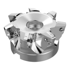 Indexable High-Feed Face Mills; Minimum Cutting Diameter: 70.70 mm; Maximum Cutting Diameter: 100.00 mm; Maximum Depth Of Cut: 2.50 mm; Arbor Hole Diameter (mm): 32.00; Compatible Insert Size Code: SPKT180630; Maximum Ramping Angle: 1.7; Series: R220.21;