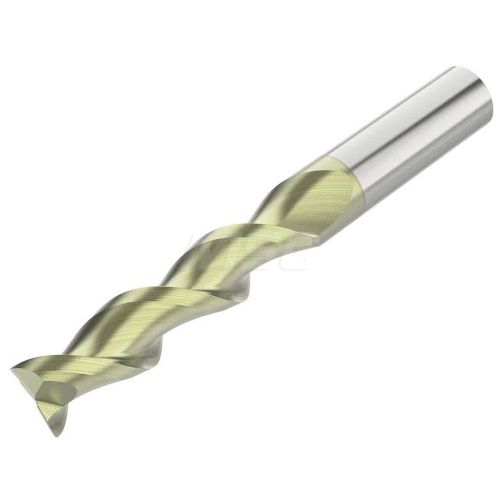 Square End Mill: 1/2'' Dia, 2'' LOC, 1/2'' Shank Dia, 4'' OAL, 2 Flutes, Solid Carbide Single End, ANF Finish, Helical Flute, 45 ° Helix, Centercutting, RH Cut, RH Flute, Series A245