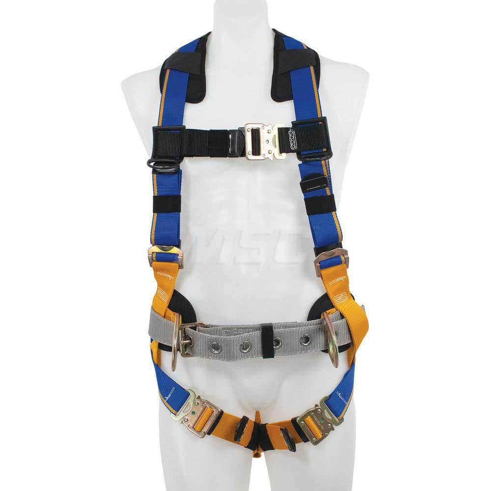 Fall Protection Harnesses: 400 Lb, Front, Back and Side D-Rings Style, Size X-Large, For Construction, Front Back & Hips