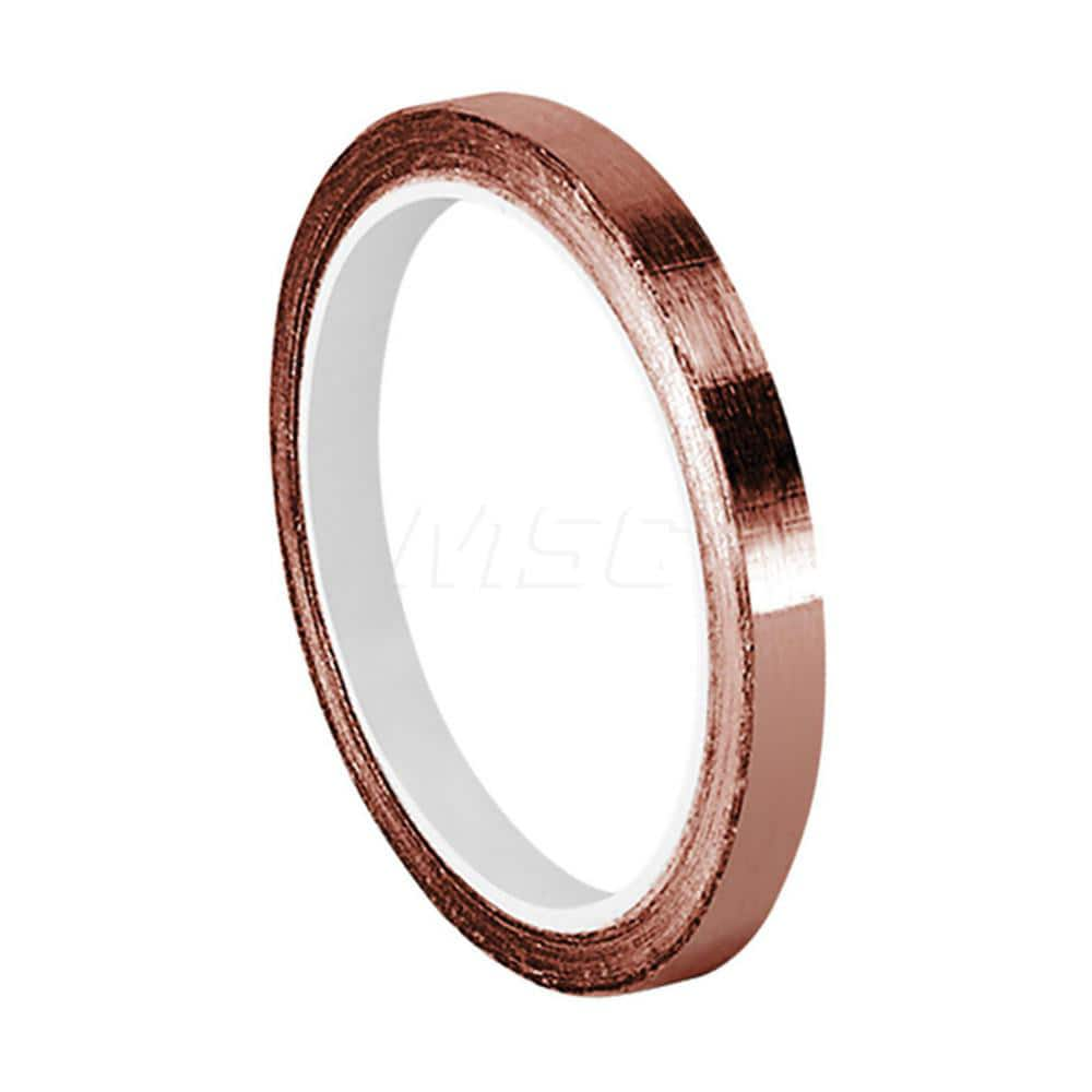 Duct Tape: 1/2″ Wide, 3.5 mil Thick, Copper Foil Acrylic Adhesive, 25 lb/in Tensile Strength