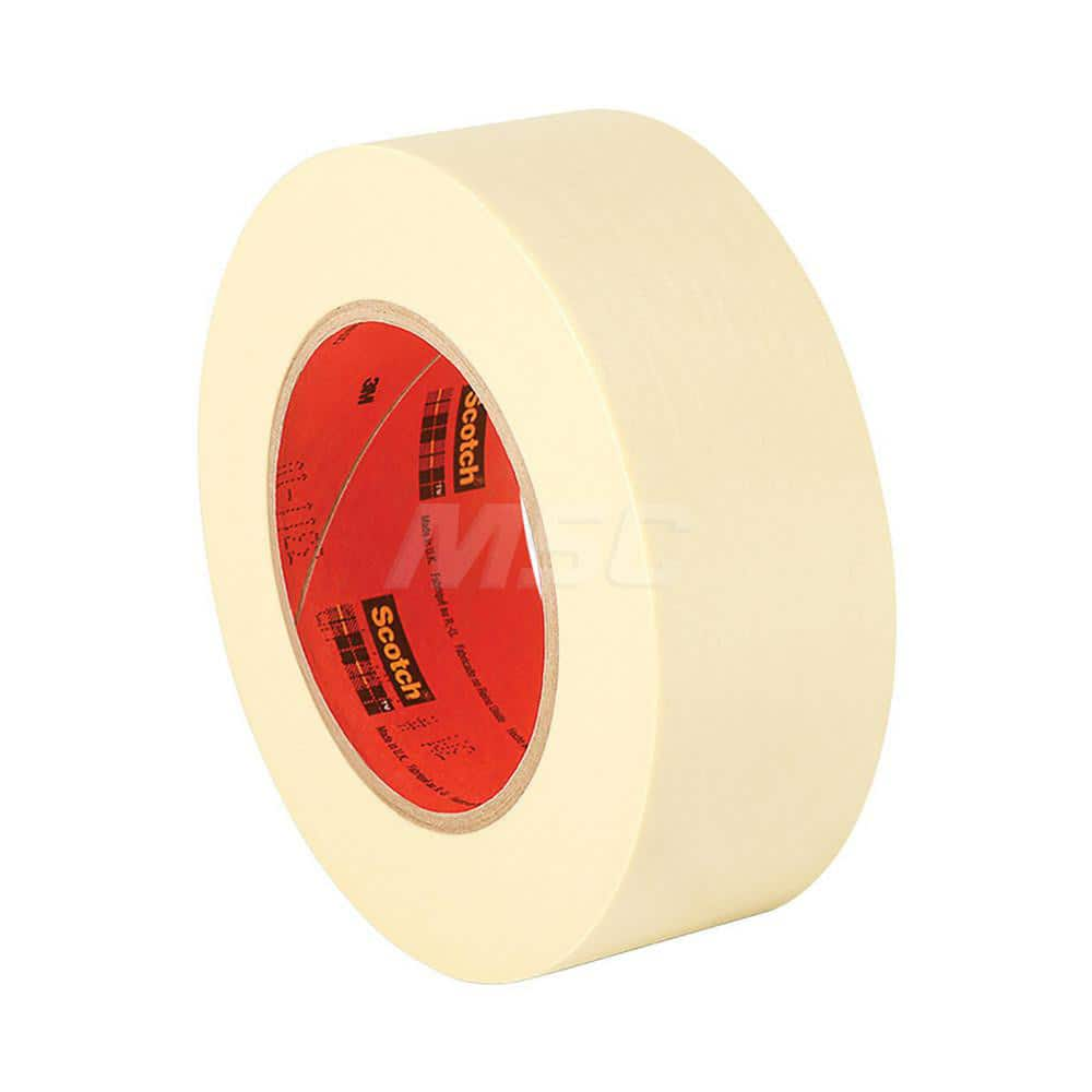 Masking Tape: 2″ Wide, 60 yd Long, 4.4 mil Thick, Natural Crepe Paper, Rubber Adhesive, 19 lb/in Tensile Strength