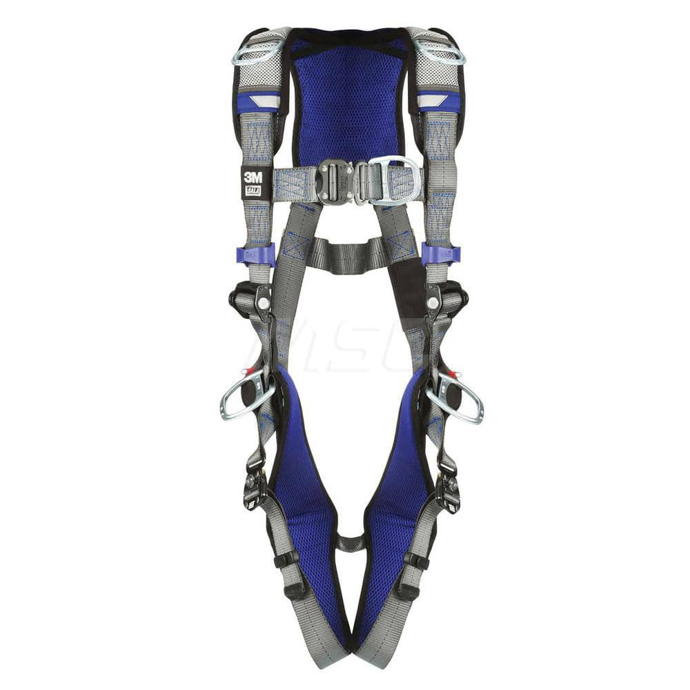 Fall Protection Harnesses: 420 Lb, Vest Style, Size Large, For Climbing Positioning Retrieval & Rescue, Back Front Hips & Shoulder Quick-Connect Leg Strap, Quick-Connect Chest Strap