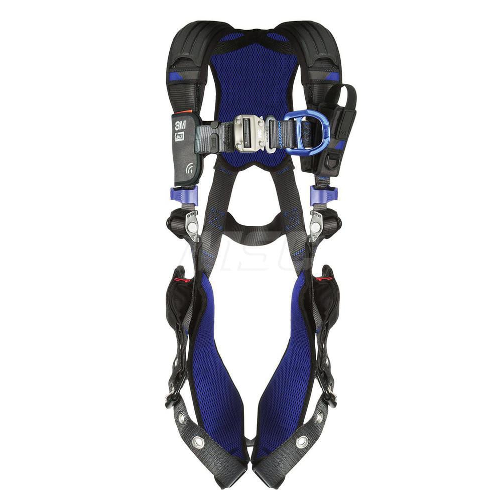 Fall Protection Harnesses: 420 Lb, Vest Style, Size 2X-Large, For Climbing, Back & Front Tongue Leg Strap, Quick-Connect Chest Strap