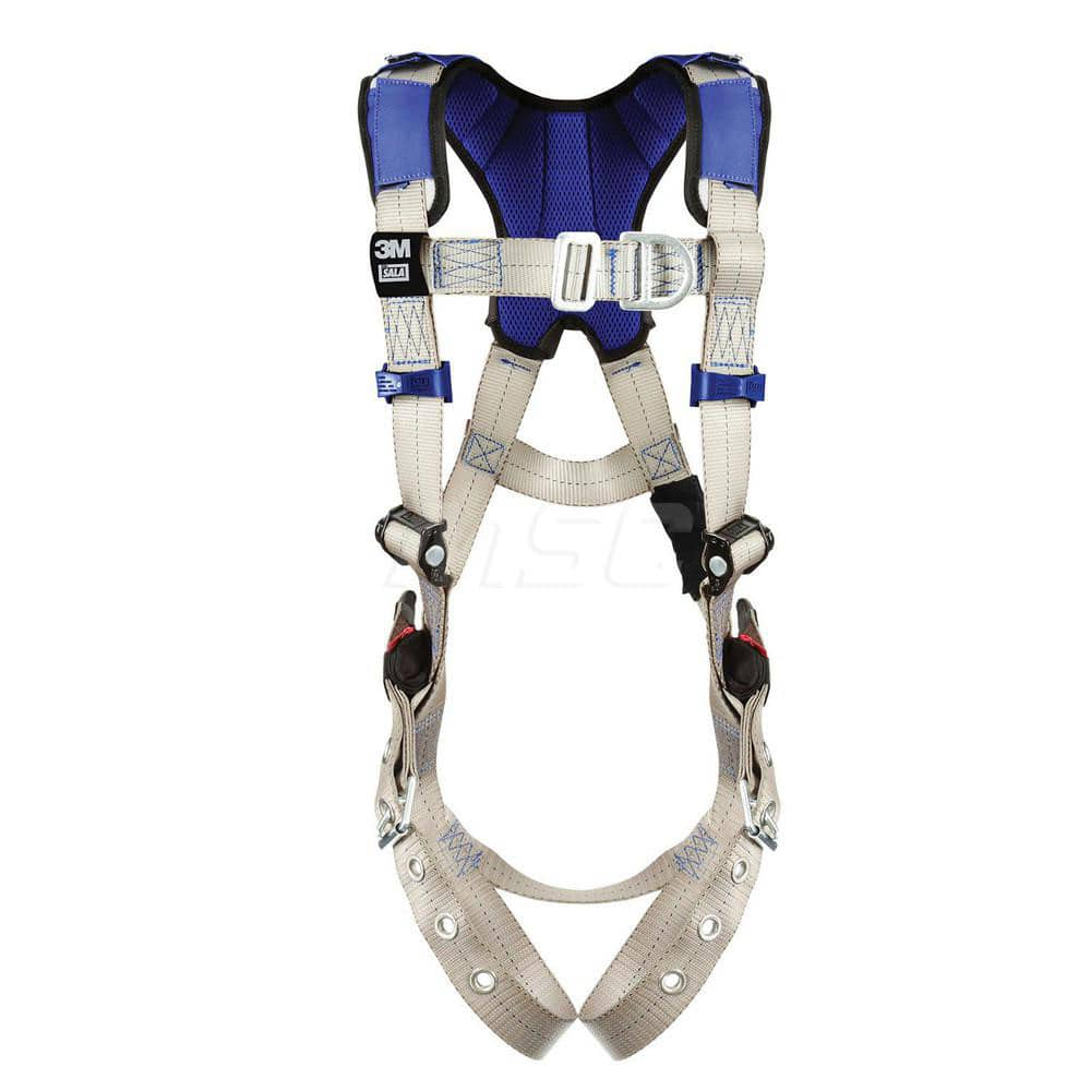 Fall Protection Harnesses: 420 Lb, Vest Style, Size Medium, For Climbing, Back & Front Tongue Leg Strap, Pass-Through Chest Strap