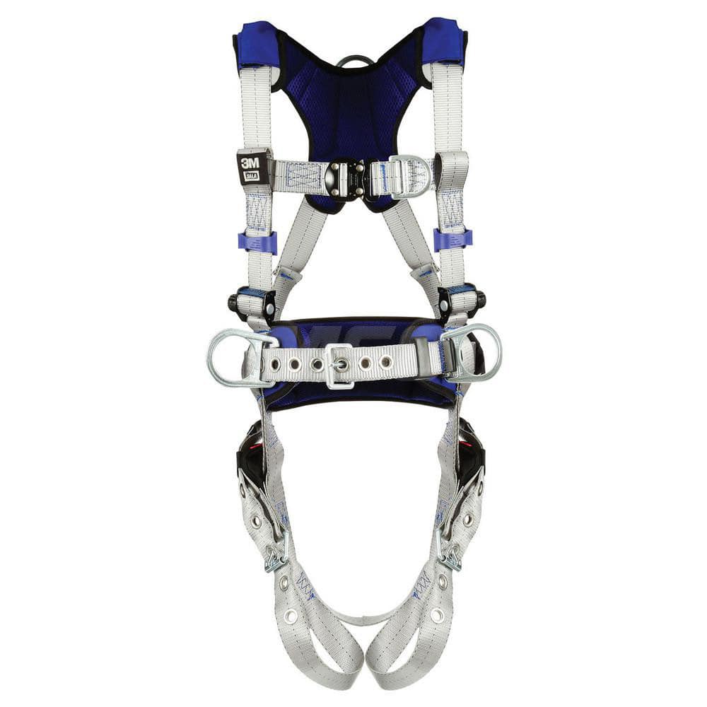 Fall Protection Harnesses: 420 Lb, Construction Style, Size X-Large, For Climbing & Positioning, Back Front & Hips Tongue Leg Strap, Quick-Connect Chest Strap