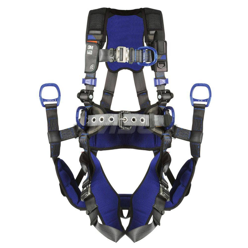 Fall Protection Harnesses: 420 Lb, Tower Climbers Style, Size 2X-Large, For Climbing Positioning & Suspension, Back Front & Hips Quick-Connect Leg Strap, Quick-Connect Chest Strap