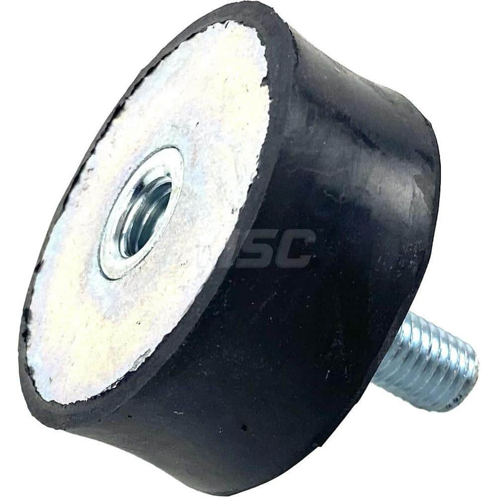 Vibration Isolators; Isolator Type: Plate/Stud; Maximum Load Capacity: 160.00; Insert Material: Zinc-Plated Steel; Isolator Material: Natural Rubber; Thread Size: 10 mm; Overall Width: 50; Overall Diameter: 50 mm; Overall Height: 20 mm; Thread Length: 27.