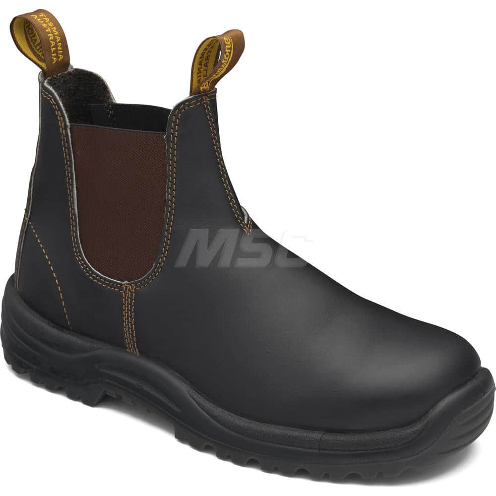 Work Boot: Size 5, 6″ High, Leather, Steel Toe Wide Width, Non-Slip Sole