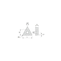 Turning Insert:  TPMT732PM T6120,  Solid Carbide TiCN & TiN Finish,  Neutral,  0.0310″ Corner Radius,  60.0 &deg N/A Triangle,  Series  TPMT