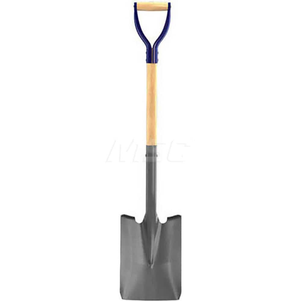 Digging Shovel: Steel, 12″ Blade Length, 9.5″ Blade Width 27″ Wood D-Grip Handle