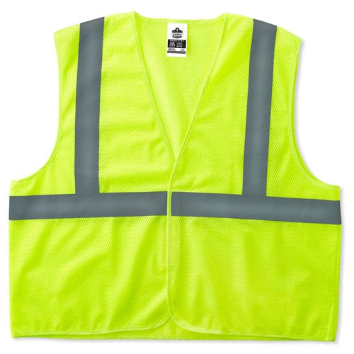 8205HL S/M Econo 2 Hook & Loop Lime Vest - Makers Industrial Supply