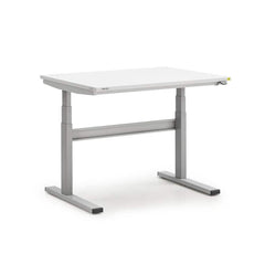 Stationary Work Benches, Tables; Table Type: Electric; Bench Style: Side Work Bench; Edge Type: Comfort Edge; Leg Style: Motor Height Adjustment; Color: Gray; Maximum Height: 50 in; Minimum Height: 24.8000; Overall Depth: 31.5 in; Table Material: Steel; F