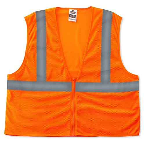 8205Z S/M Econo 2 Zipper Orange Vest - Makers Industrial Supply