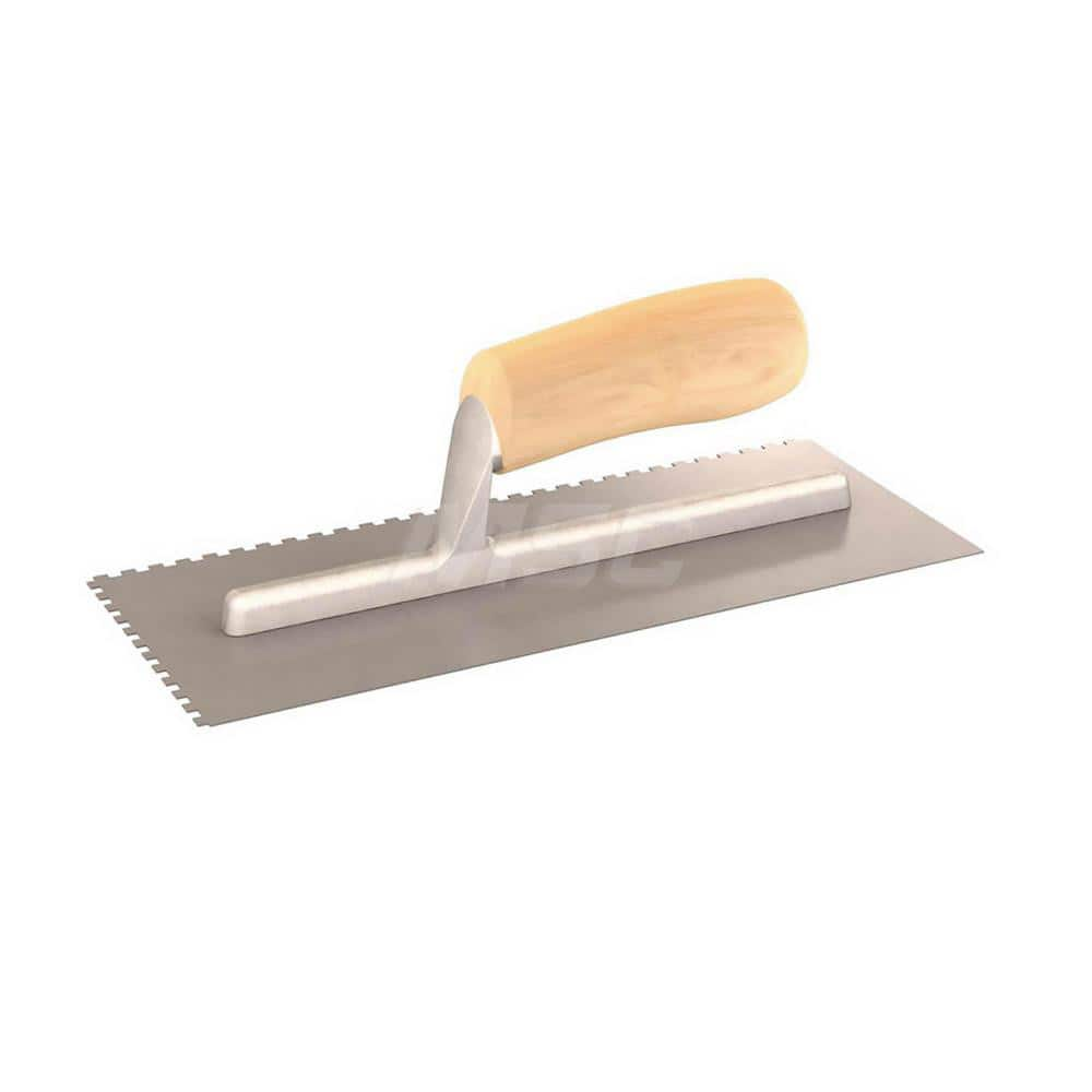 Trowels; Type: Notched Trowel; Trowel Type: Notched Trowel; Blade Type: Square Notch; Blade Material: Steel; Handle Material: Wood