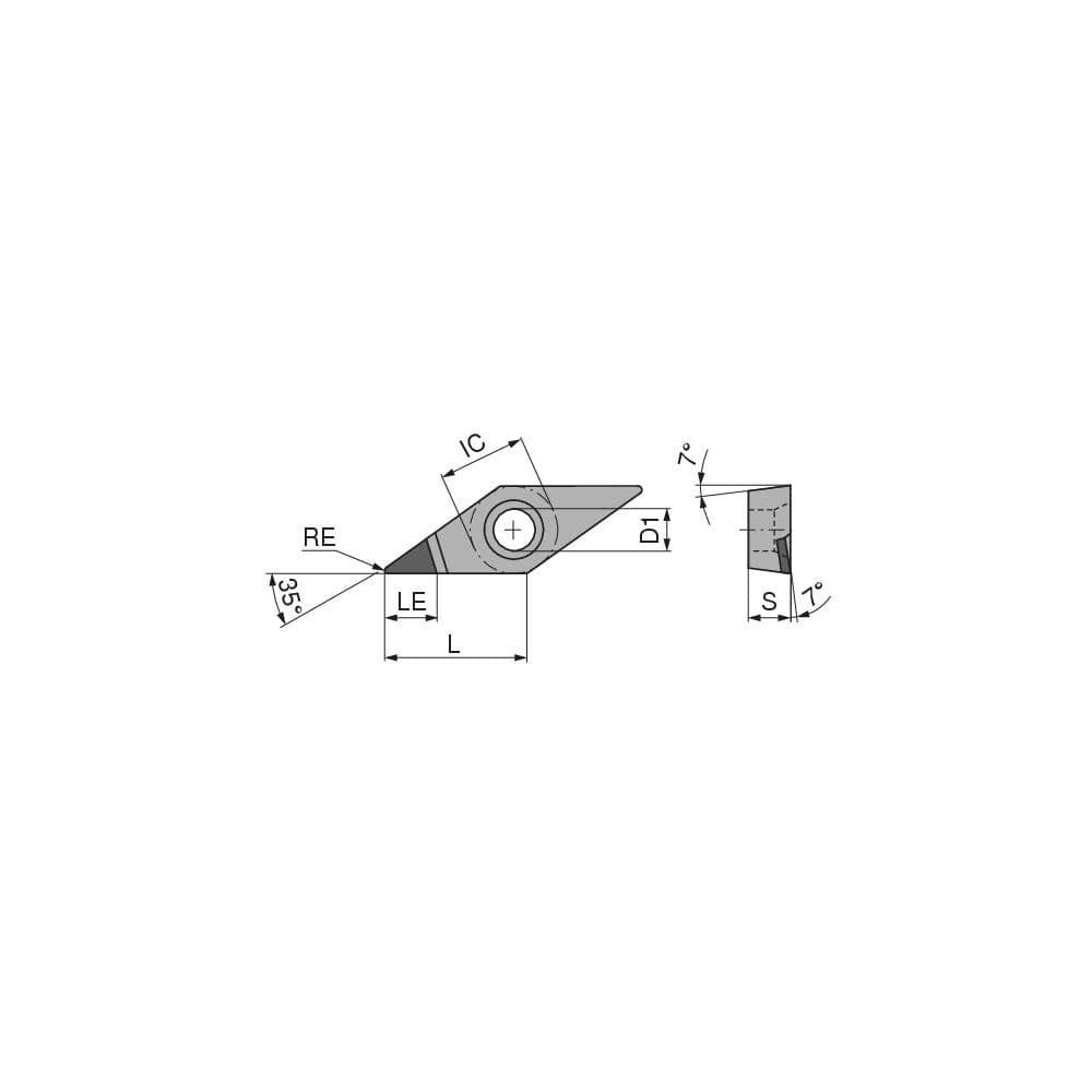 Turning Insert:  VCGT333FNA5CB2 CTDPS30,  Polycrystalline Diamond Uncoated Finish,  Neutral,  0.0472″ Corner Radius,  35.0 &deg N/A Diamond,  Series  VCGT