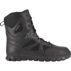 Work Boot: Size 13, 8″ High, Leather, Composite Toe Black, Medium Width, Non-Slip Sole