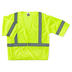 8310HL L/ XL Econo Class 3 Lime Hook & Loop Vest - Makers Industrial Supply