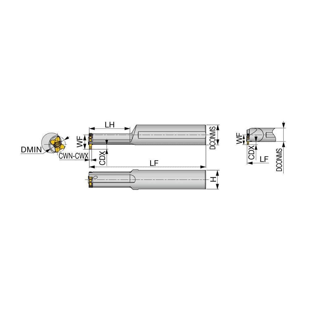 Indexable Grooving Toolholder:  A08-STCIR10-D08U,  0.0980″ Max Groove Width Uses 10 Inserts,  0.4750″ Shank Height,  Through Coolant