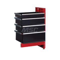 Stationary Work Bench: 29-1/2″ Wide, 18″ Deep, 40-1/4″ High, Black & Red 50 lb Capacity, 5 Drawers