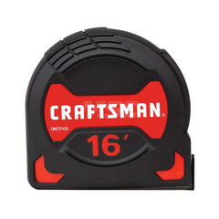 Tape Measure: 16' Long, 1-1/8″ Width, White Blade 1/16″ Graduation, Black & Red Case