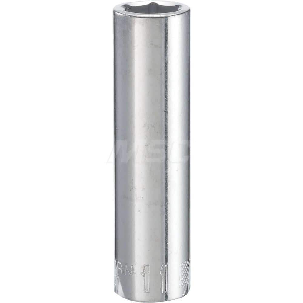 Hand Socket: 3/8″ Drive, 11 mm Socket, 6-Point Chrome-Plated & Polished