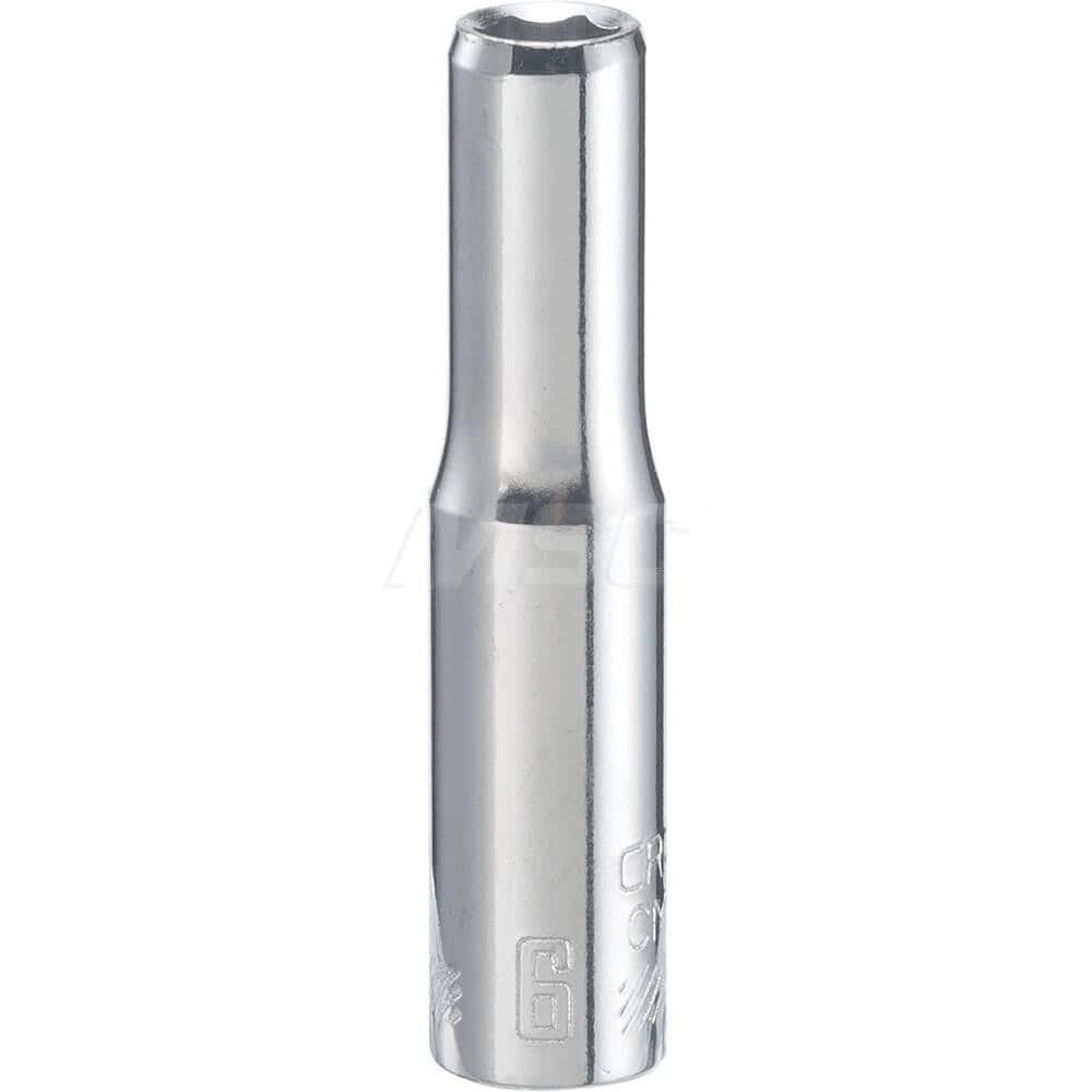 Hand Socket: 1/4″ Drive, 6 mm Socket, 6-Point Chrome-Plated & Polished