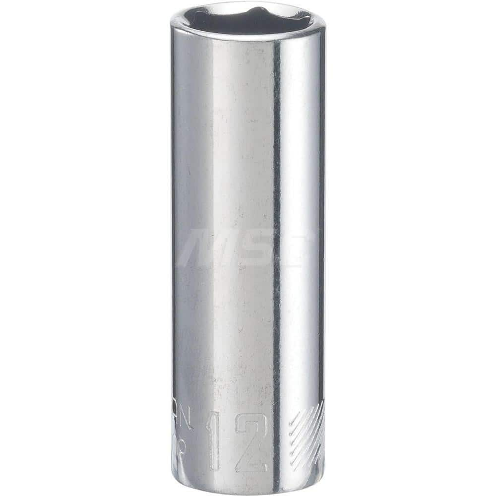 Hand Socket: 1/4″ Drive, 12 mm Socket, 6-Point Chrome-Plated & Polished