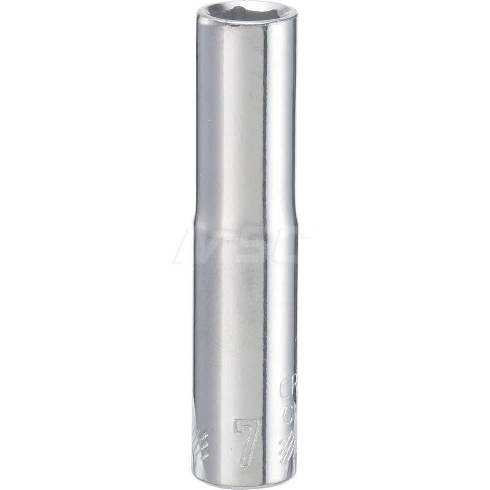 Hand Socket: 1/4″ Drive, 7 mm Socket, 6-Point Chrome-Plated & Polished