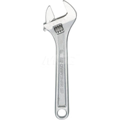 Adjustable Wrench: 8″ OAL Steel, Polished Chrome Finish