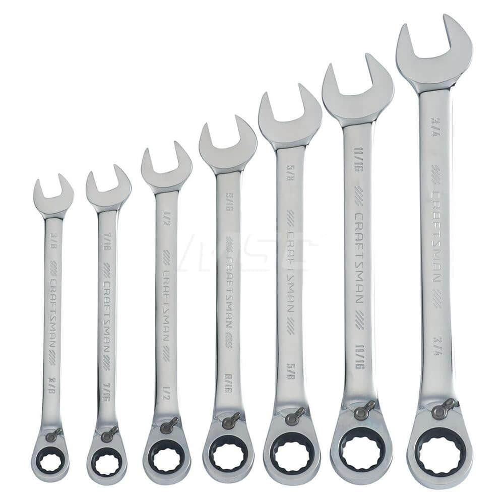 Wrench Set: 7 Pc, Inch Polished Chrome Finish