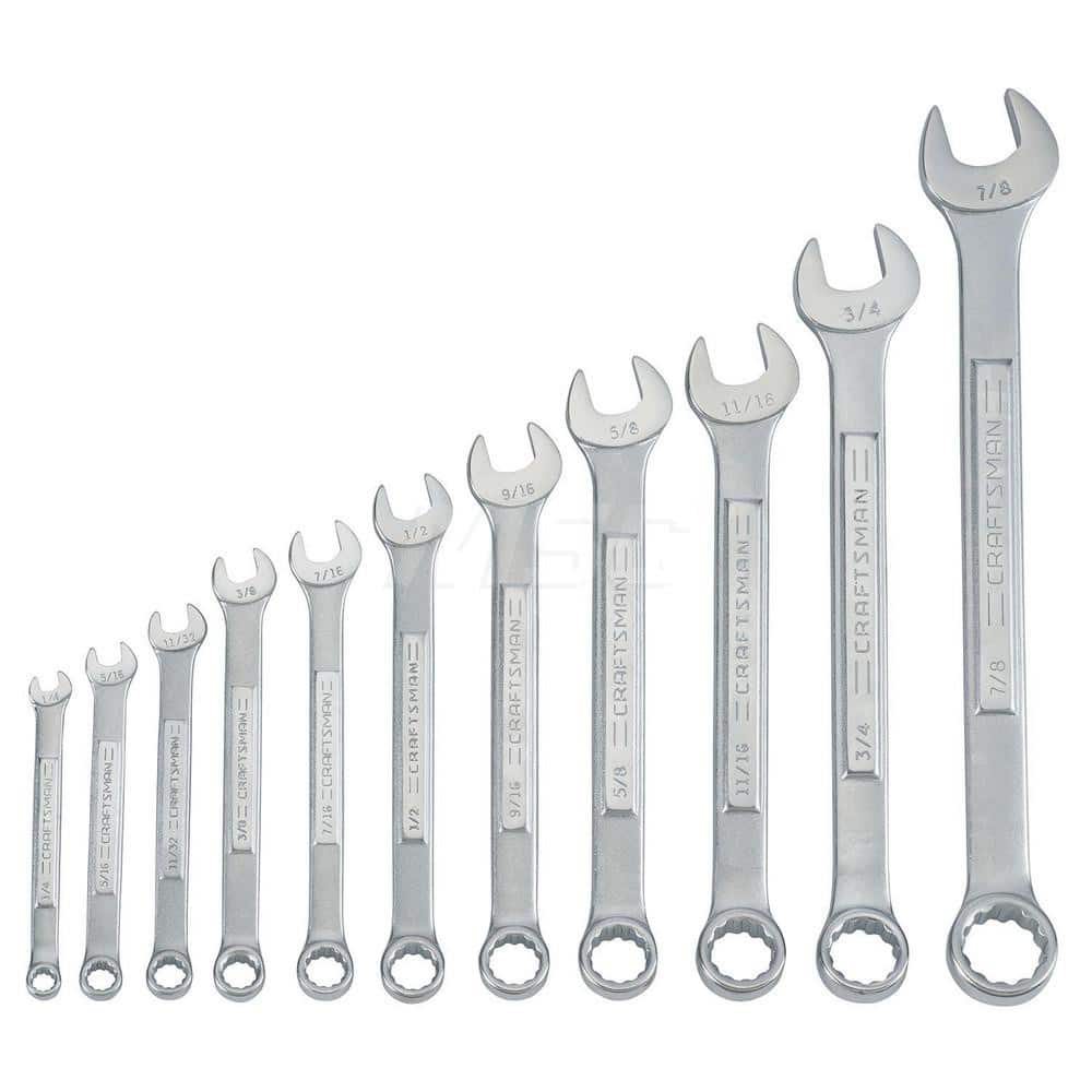 Wrench Set: 11 Pc, Inch Chrome-Plated