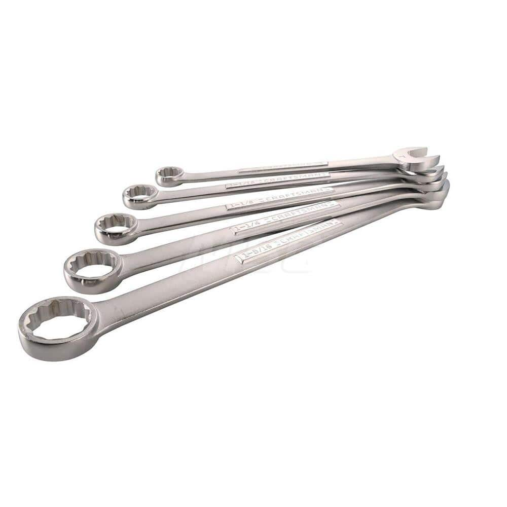 Jumbo Combination Set: 5 Pc, 1 1-1/16 1-1/8 1-1/4 & 1-5/16″ Wrench, Inch Chrome-Plated