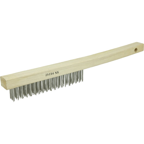 Vortec Pro Hand Wire Scratch Brush, .012 Stainless Steel Fill, Curved Handle, 3 × 19 Rows - Makers Industrial Supply