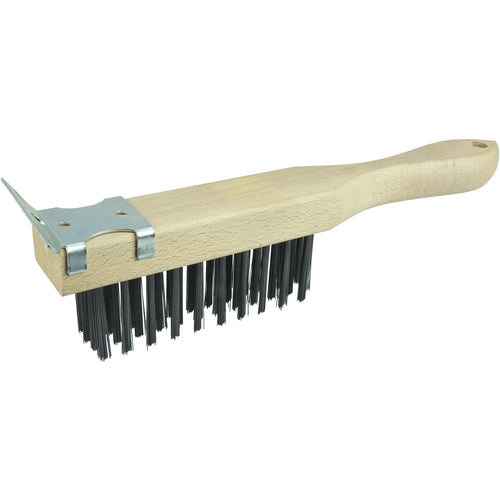 Vortec Pro Scratch Brush w/Scraper, .012 Steel Fill, 4 × 11 Rows - Makers Industrial Supply