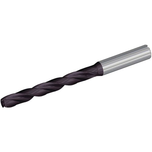 5.1 mm Dia. × 6 mm Shank × 83 mm Flute Length × 125 mm OAL, 132°, TiAlN, Coolant Thru, Round Solid Carbide Drill - Exact Industrial Supply