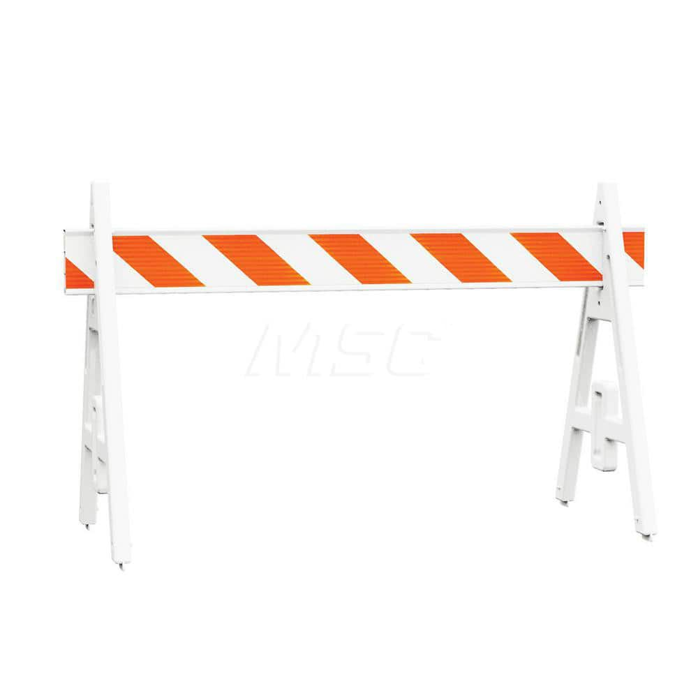 Traffic Barricades; Type: A-Frame; Barricade Height (Inch): 42; Material: Plastic; Barricade Width (Inch): 28; Reflective: Yes; Compliance: None; Color: White; Weight (Lb.): 5.0000; Top Panel Height (Inch): 8; Top Panel Width (Inch): 72; Additional Inform