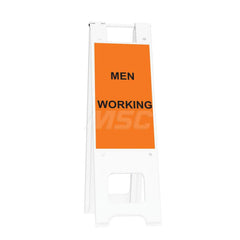 Barrier Parts & Accessories; Type: Sign Stand; Color: White; Height (Decimal Inch): 45.000000; Base Material: Polyethylene; Length (Inch): 3; Width (Inch): 13; Finish/Coating: White; For Use With: Indoor & Outdoor; Material: Plastic; Legend: Men Working;