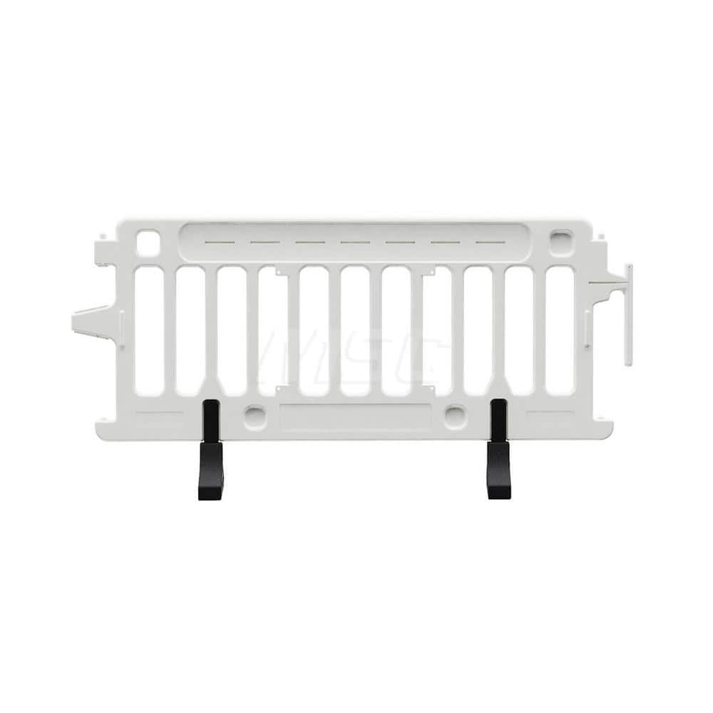 Folding Gates & Barricades; Type: Crowd Control Parade Barricade; Height (Inch): 39.5; Max Width (Inch): 21; Material: Plastic; Color: White; Additional Information: Comes with Recycled Rubber Feet; Sub-Brand: Crowdcade ™; Connected Length: 6 ft; Sign Siz