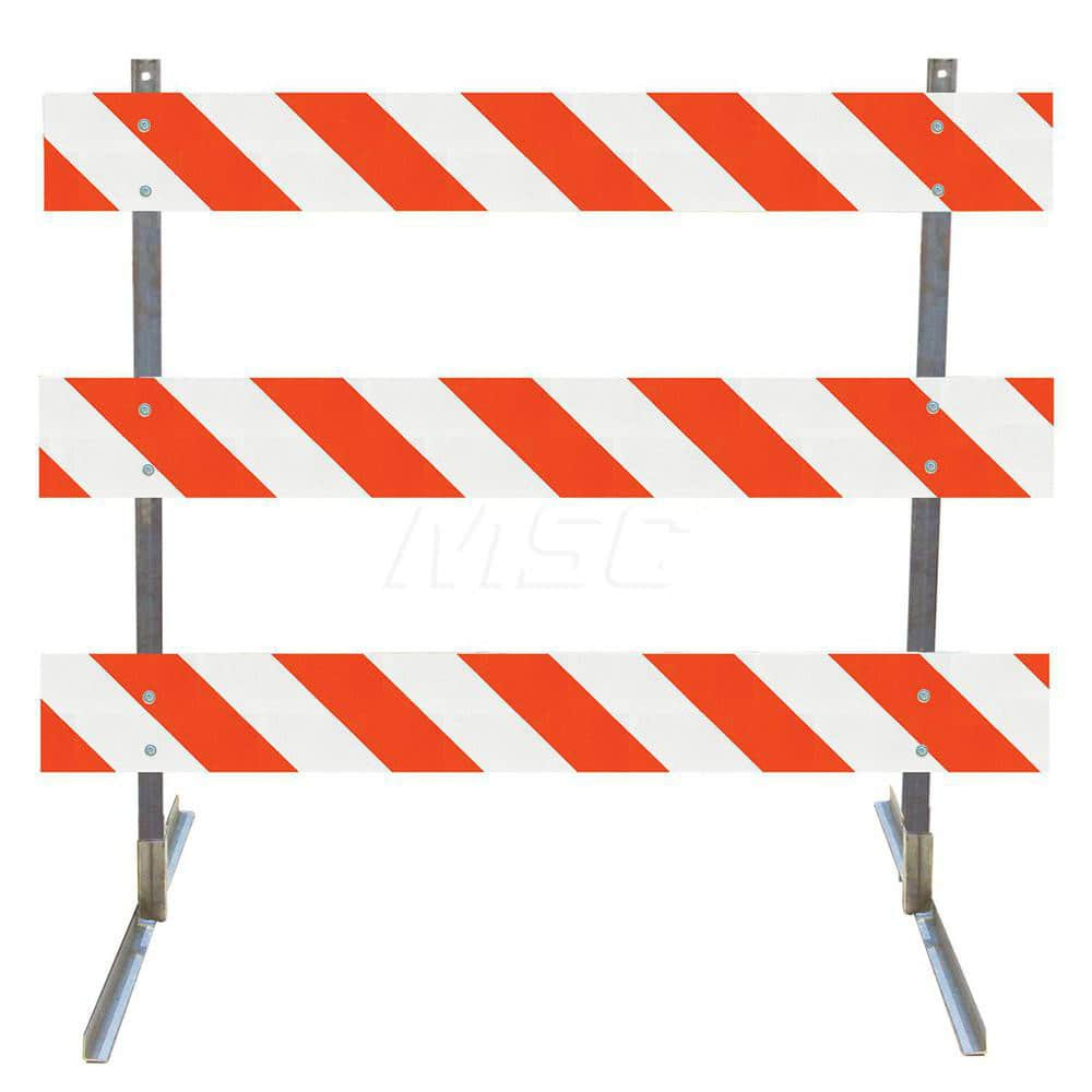 Traffic Barricades; Type: Type III; Barricade Height (Inch): 63; Material: Galvanized Steel Upright; Plastic Board; Barricade Width (Inch): 72; Reflective: Yes; Compliance: NCHRP-350; MUTCD; Weight (Lb.): 16.0000; Top Panel Height (Inch): 8; Top Panel Wid