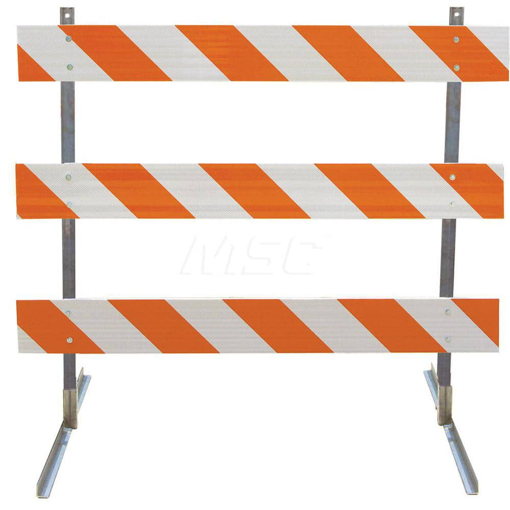 Traffic Barricades; Type: Type III; Barricade Height (Inch): 63; Material: Plastic Board; Galvanized High Carbon Steel Upright & Feet; Barricade Width (Inch): 72; Reflective: Yes; Compliance: NCHRP-350; MUTCD; Weight (Lb.): 19.0000; Top Panel Height (Inch