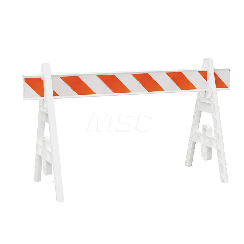 Traffic Barricades; Type: A-Frame; Barricade Height (Inch): 40; Material: Plastic; Barricade Width (Inch): 29; Reflective: Yes; Compliance: None; Color: White; Weight (Lb.): 6.0000; Top Panel Height (Inch): 8; Top Panel Width (Inch): 96; Additional Inform