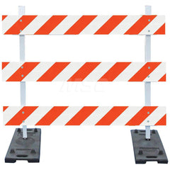 Traffic Barricades; Type: Type III; Barricade Height (Inch): 63; Material: Rubber Feet; Plastic Board; Polymer Plastic Upright; Barricade Width (Inch): 96; Reflective: Yes; Compliance: MASH Compliant; MUTCD; Weight (Lb.): 52.2500; Top Panel Height (Inch):