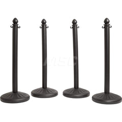 Free Standing Post Kit: 40″ High, 2″ Dia, Plastic Post Acrylonitrile Butadiene Styrene Plastic Round Base, Black