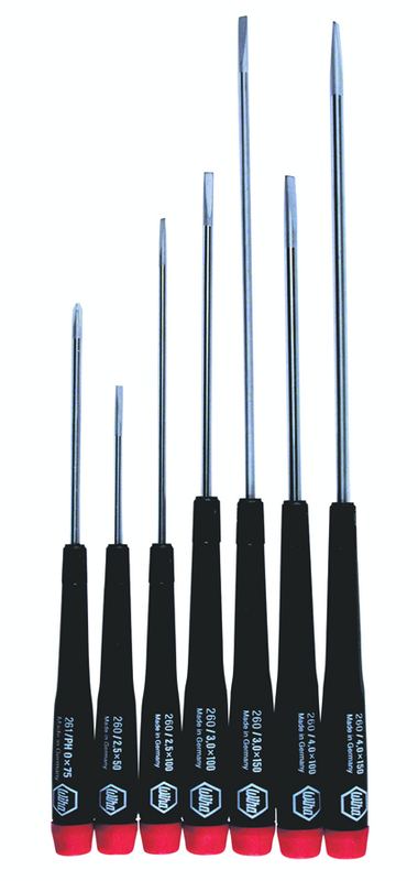 7 Piece - Precision Slotted & Phillips Screwdriver Set - #26092 - Includes: Slotted 2.5 - 4.0mm & Phillips Screwdriver #0 x 75 - Makers Industrial Supply